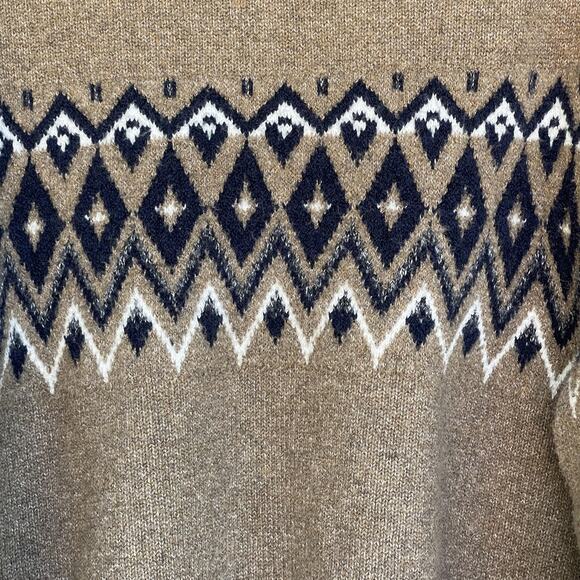 Old Navy Sweater Mens Extra Large Brown Fairisle Pullover Crew Knit Geometric XL - Picture 3 of 10